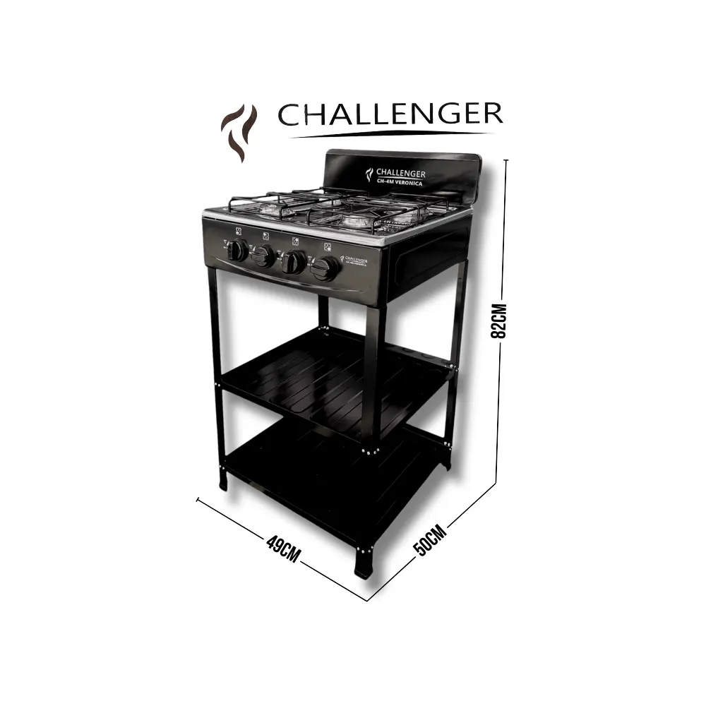PLANTILLA GAS CON MUEBLE 4 PUESTOS CHALLENGER NEGRA